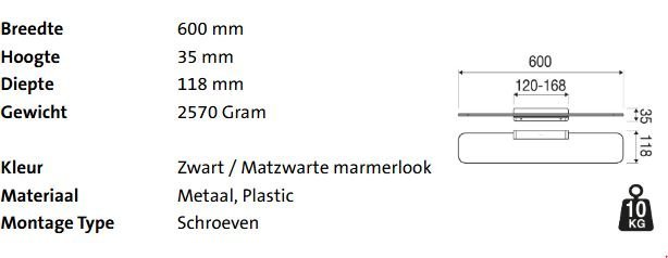 Geesa Shift Planchet 60cm Met Matzwarte Marmerlook - Afbeelding 2
