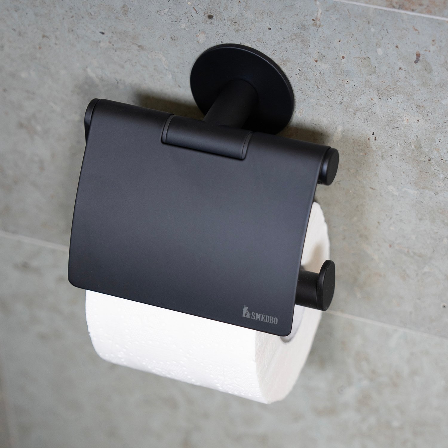 Smedbo Dot toiletrolhouder met klep Zelfklevend - Afbeelding 3