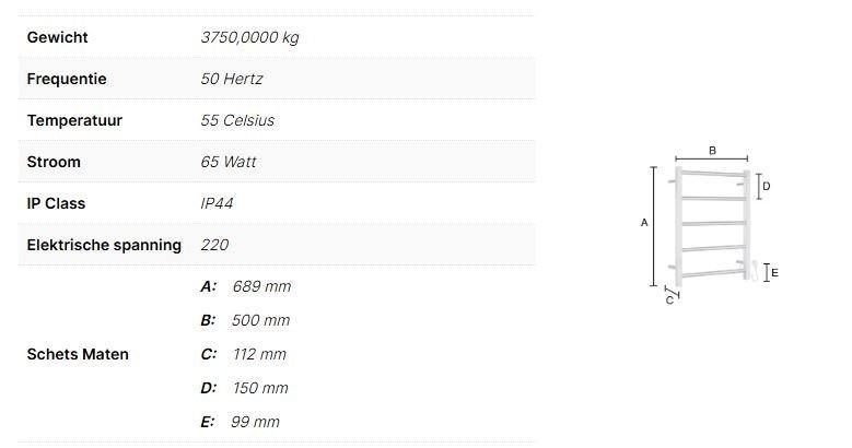 Smedbo Dry Handdoekradiator, Compact - Afbeelding 2