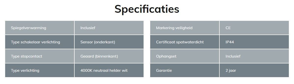 Hipp luxe aluminium ovaal-rechte spiegelkast in mat zwart met LED baan rondom - Afbeelding 3