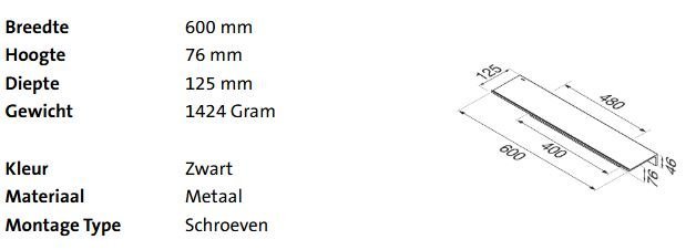 Geesa Leev Planchet 60CM Met Handdoekrek 40CM - Afbeelding 2