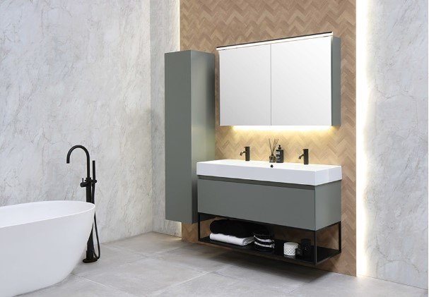 Sanibell INK hoge kast greeploos gelakt 1-deur (37cm diep) - Afbeelding 2